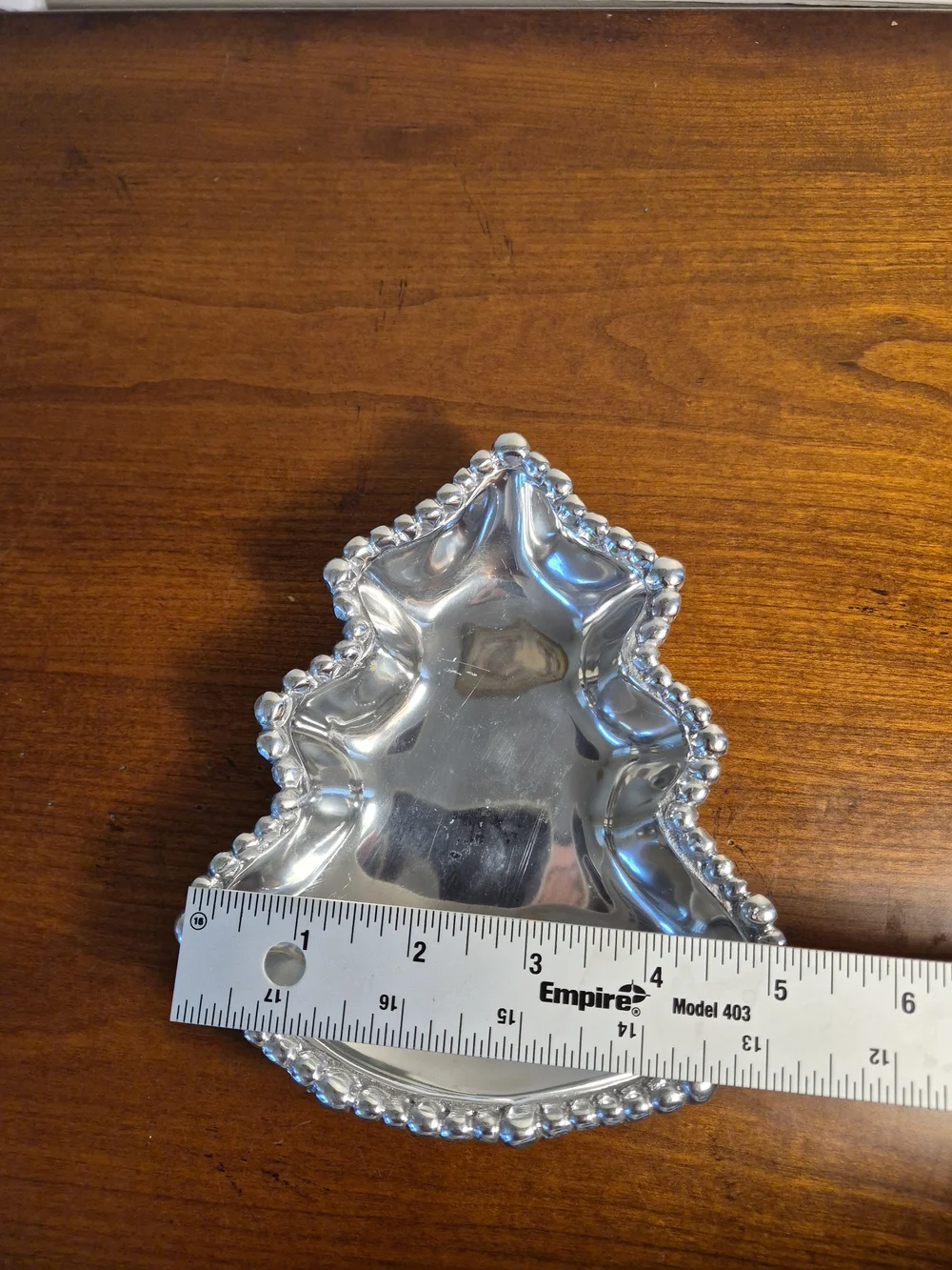 Mini Silver Tree-Shaped Beaded Serving Dish - Festive Snack Tray